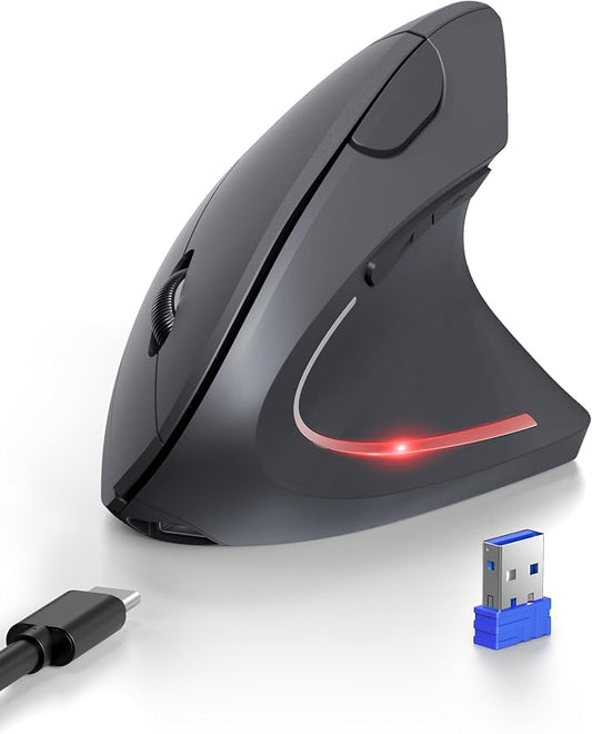 TECKNET Ergonomic Mouse, Rechargeable 2.4G+Bluetooth Vertical Mice 6 DPI by Tecknet
