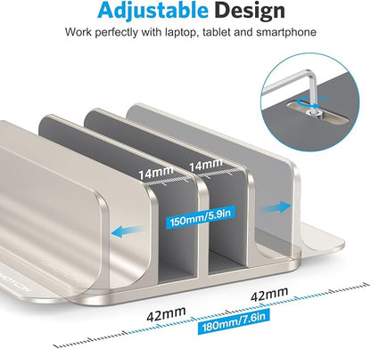 OMOTON [Updated Dock Version Vertical Laptop Stand, Double Desktop Stand Holder - Image 4