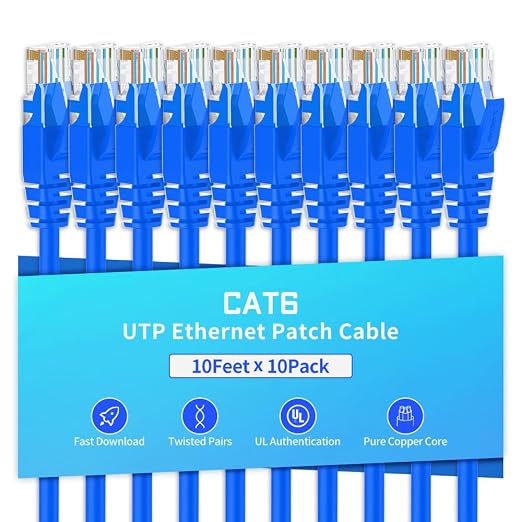 Cat6 Ethernet Cable 10 Feet 10 Pack Network RJ45 Cat6 Internet Patch Cable by XANHAM