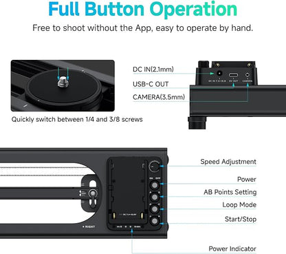 Accsoon Toprig 16inch/40cm Motorized Camera Slider, Button/APP Control Dolly - Image 9