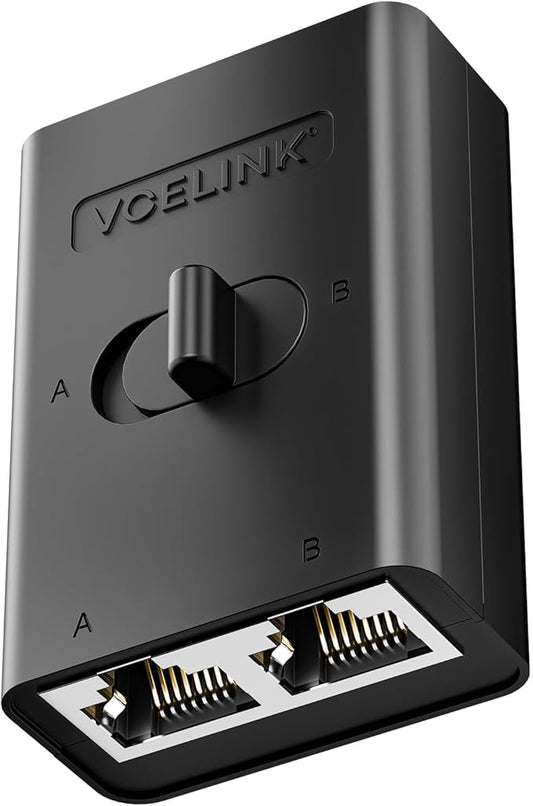 VCELINK 2 Port RJ45 Network Switch, Ethernet Splitter 2-in 1-Out or 1-in 2-Out by VCELINK