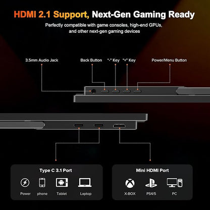 UPERFECT 2.5K 240Hz QLED Portable Monitor, Adaptive Sync HDMI 2.1 External - Image 8