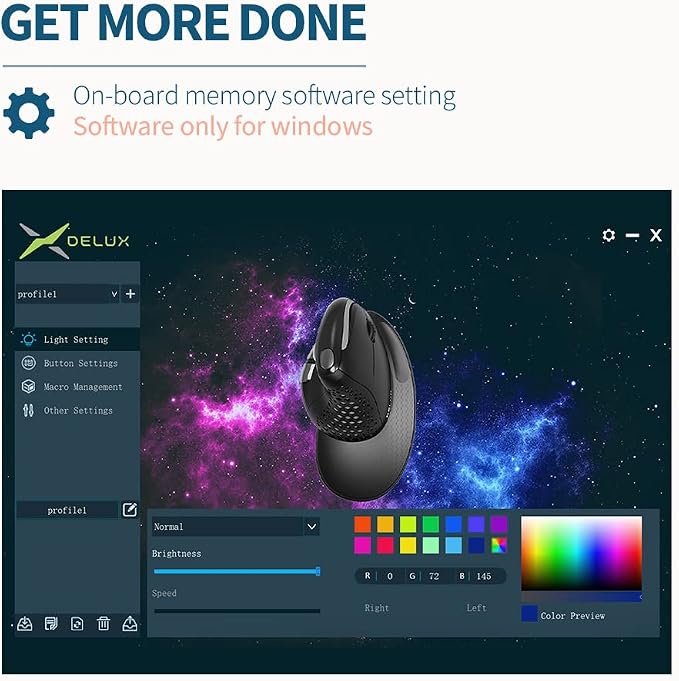 DeLUX Seeker Wired Ergonomic Vertical Mouse - Image 5