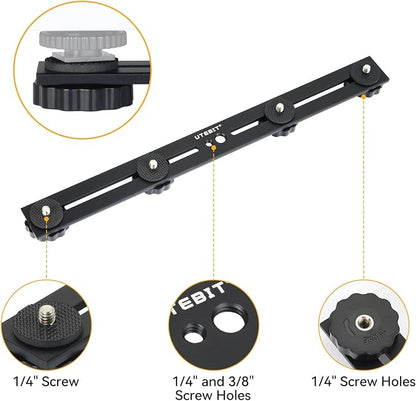 UTEBIT 13 inch Flash Bracket, Long Dual Camera Mount Flash Bracket Extension Bar - Image 3