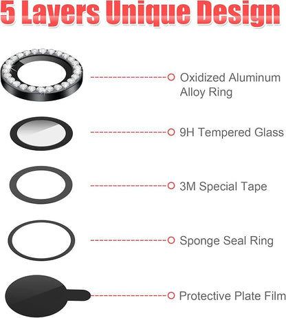 AGVEE 3+3 for iPhone 14 6.1" / 14 Plus 6.7" Camera Lens Protector, Bling - Image 7