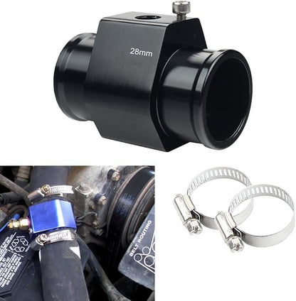 Dewhel Aluminum Black Water Temp Meter Temperature Gauge Joint Pipe Radiator by DEWHEL