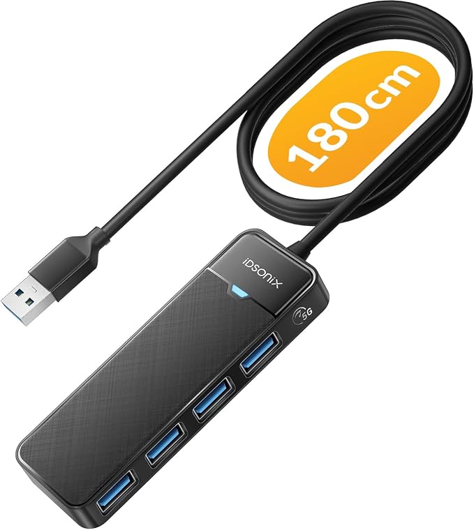 iDsonix USB 3.0 Hub 4-Port USB Splitter Ultra-Slim Multiport Extender by iDsonix