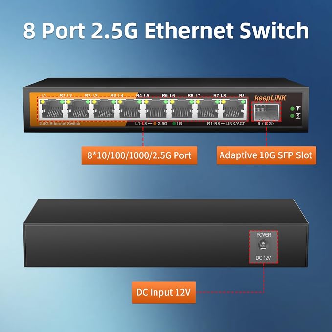 8 Port 2.5G Switch Unmanaged, Ethernet Switch - Image 2