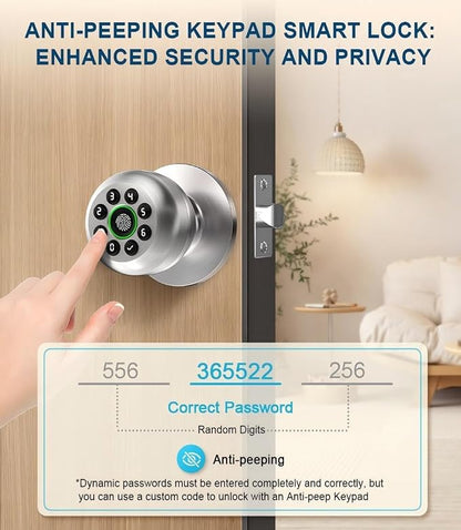 KLLOQUE Fingerprint Door Lock, Smart Fingerprint Door Knob - Image 6