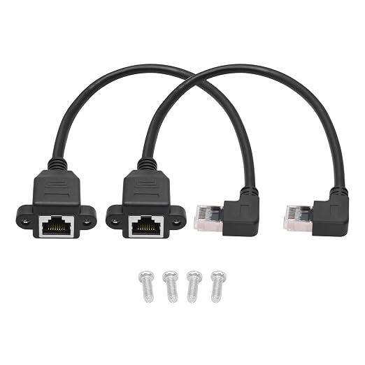 2Pcs 90 Degree Cat6 Ethernet Extension Cable 1FT, Right Angled RJ45 Male to by Maixbomr