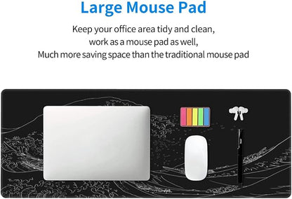 Japanese Sea Wave Large Mouse Pad, Anime Black Gaming, Extended Kanagawa Mat - Image 7