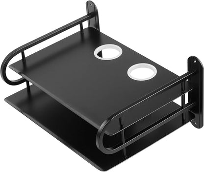 Black Metal Double Wireless WiFi Router Storage Box Wall Hanging Shelf by Unknown