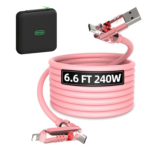 MFish 4-in-1 USB C Charging Cable, 6.6Ft Type C to Type C Cable, 240W Fast by mfishproductspage