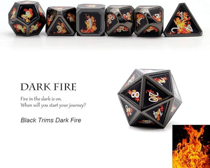 Haxtec Fire Bolt Real Scene Metal DND Dice Set Black Polyhedral Metal Dice - Image 5