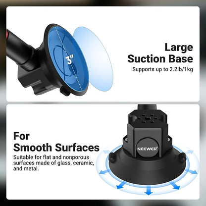 NEEWER Triple Suction Cup Car Mount Kit, Two 24" Aluminum Alloy Extension Poles - Image 4