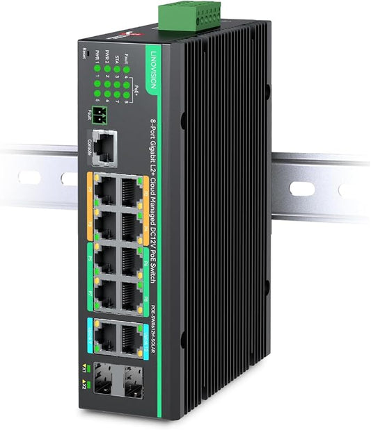 LINOVISION Industrial 12 Ports L2+ Cloud Managed PoE Switch by LINOVISION%C2%AE