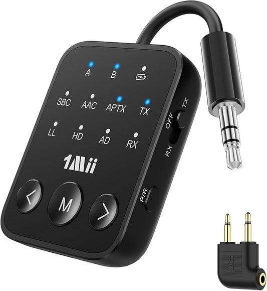 1Mii Bluetooth 5.3 Transmitter Receiver 2-in-1, aptX Adaptive & Low Latency by 1Mii