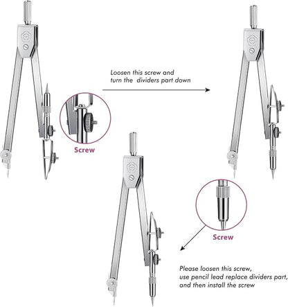 EBOOT Student Geometry Math Set, Drawing Compass and 6 Inch Swing Arm - Image 4