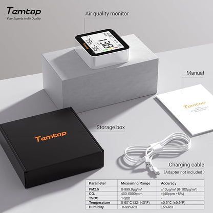 Temtop M10+ WiFi Air Quality Monitor, Rechargeable CO2 Detector - Image 9