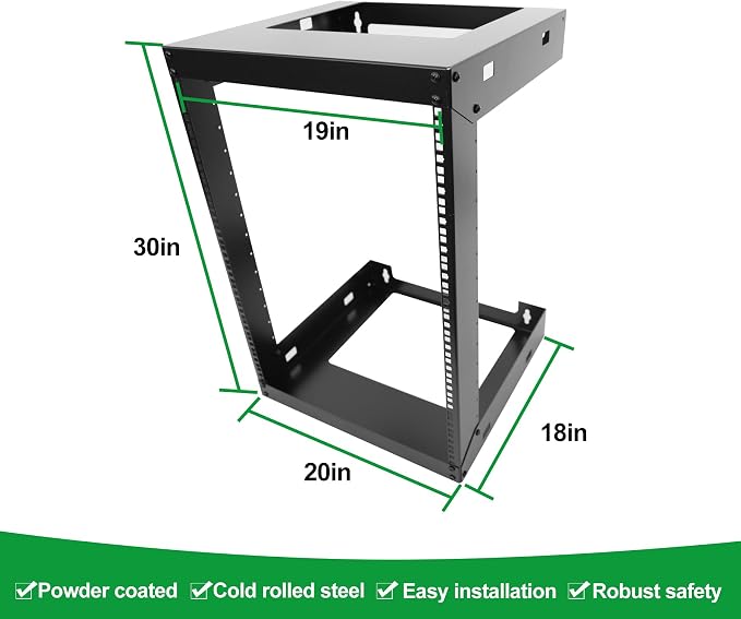 15U Wall Mount Open Frame 19 Inch Server Equipment Rack Wall Mountable Heavy - Image 2