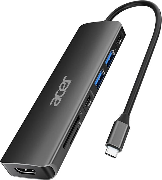Acer USB C Hub, 7 in 1 USB C to HDMI Dock, 2 USB 3.1 GEN1 and 5Gbps Type-C Data by Acer