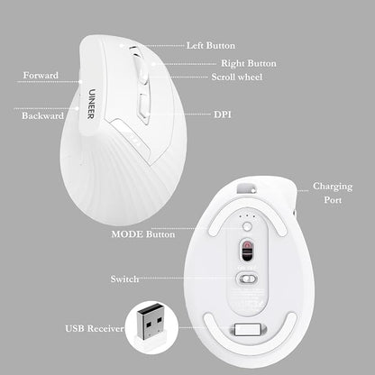 Vertical Wireless Mouse, Rechargeable Mouse - Image 7