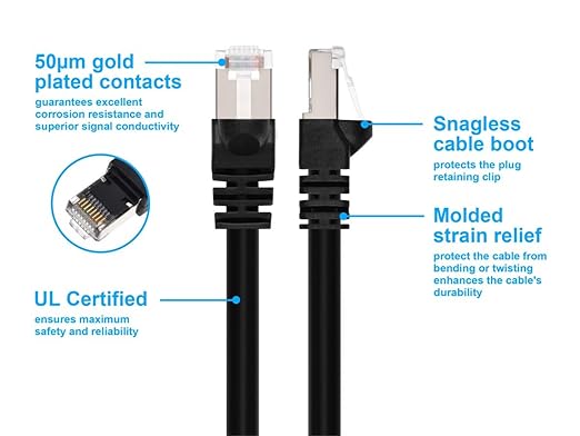 Monoprice Cat6A 100ft Black Patch Cable Double Shielded 26AWG 10G Pure Bare - Image 3