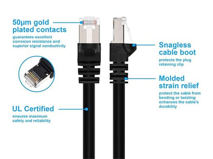 Monoprice Cat6A 14ft Black Patch Cable Double Shielded 26AWG 10G Pure Bare - Image 3