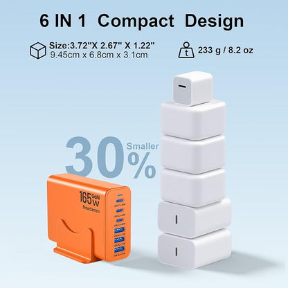 165W GaN USB C Charging Station, 6-Port Desktop Charger - Image 6