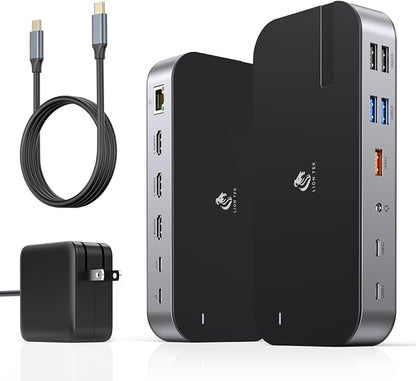 Laptop Docking Station, 16 in 1 Docking Station USB C Docking Triple Monitor by LIONWEI