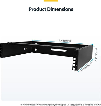 StarTech.com 2U Wall Mount Network Rack - 14 in Deep - 19" Patch Panel Bracket - Image 6