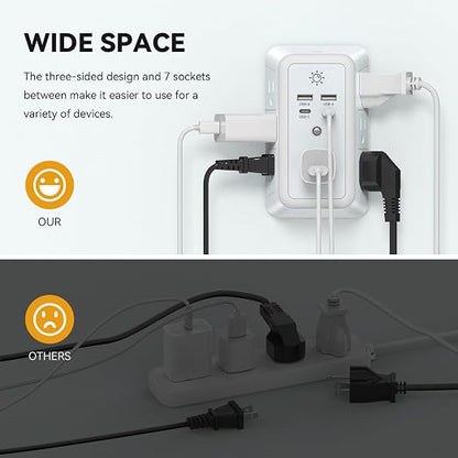Multi Plug Outlet, USB Wall Charger, Surge Protector, 7 Outlet Extender - Image 4