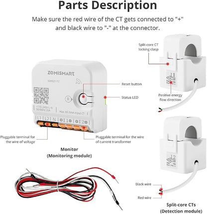 Smart Home Energy Monitor with 2 x 120A CTs, Live Electricity Usage Tracking - Image 6