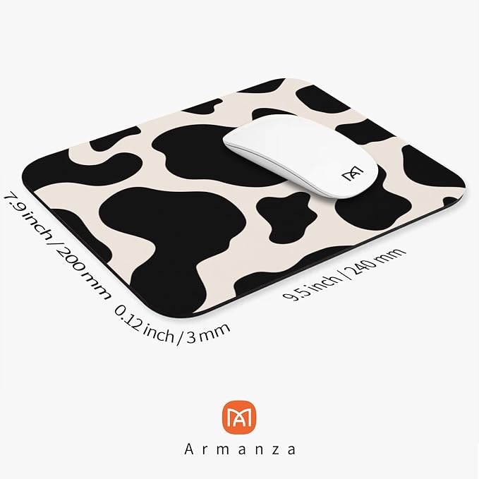 Square Mouse Pad Black Cow Print, Personalized Premium-Textured Custom Mouse - Image 2