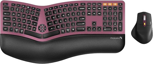ProtoArc Ergonomic Wireless Keyboard Mouse, EKM01 Plus Full Size Ergo Bluetooth by ProtoArc