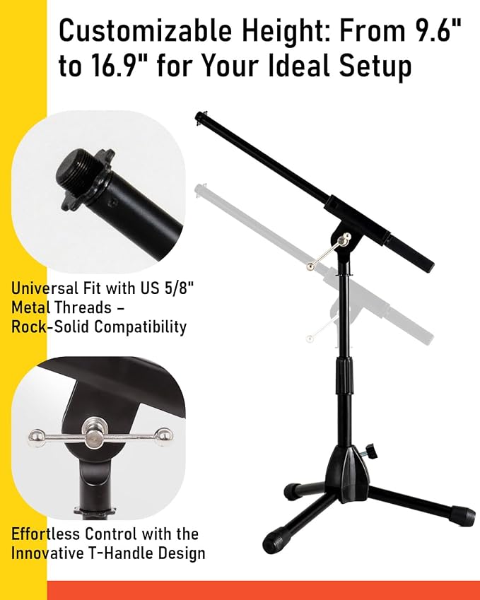 Stage Rocker Foldable Tripod Low-Profile Mic Boom Stand - Image 5