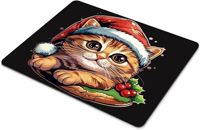Square Mouse Pad Cute Cat with Burger-1, Gaming Mouse Pads - Image 6