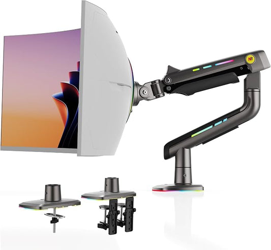 Gaming Monitor Arm for Flat/Ultrawide/Curved Monitors 32 to 60 inch, Heavy Duty by NBERGONOMIC
