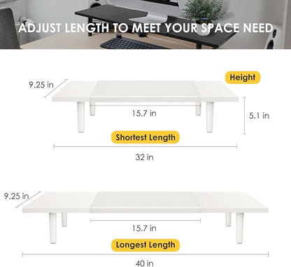 Dual-Monitor-Stand-Riser-For-Desk Adjustable Length 32-40 Inch，Large Desktop - Image 3