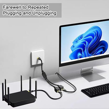 Ethernet Splitter 1 to 2, RJ45 Internet LAN Network Splitter Adapter 1 Male to - Image 2