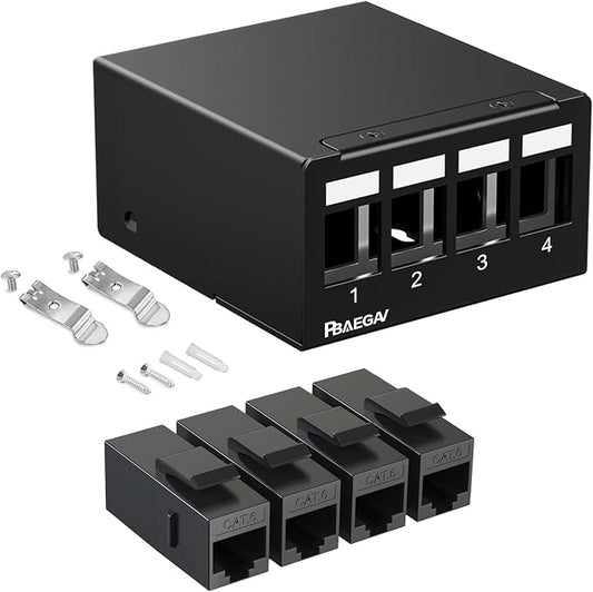 Patch Panel 4 Port with 4pcs Cat6 Keystone Jack【EC Listed】 UTP No Rust and by PBAEGAV