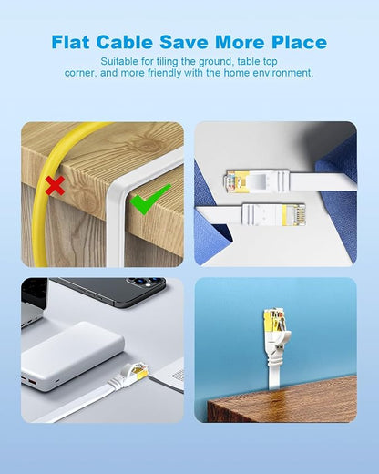 CAT8 Ethernet Cable, 6ft 5 Pack Flat CAT8 Patch Cord, Faster than - Image 4