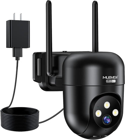 MUBVIEW Black 360° Security Cameras Wireless Outdoor, 24/7 Wired Outdoor Camera by MUBVIEW