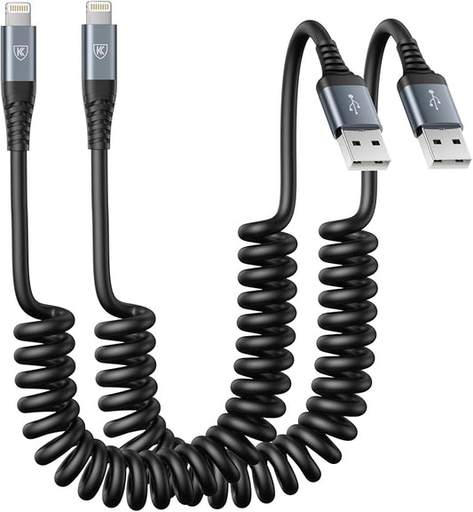 Coiled Lightning Cable, iPhone Charger Cable 3FT by KIYODA