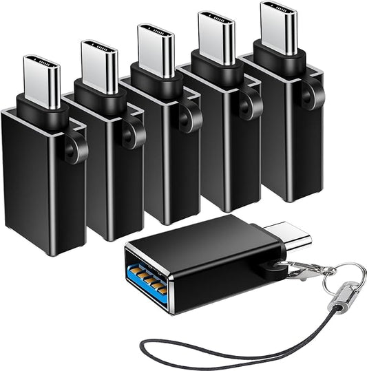 USB C to USB Adapter 6 Pack, USBC to USBA Adapter, Type-C Male USB-A Female OTG by BaseNew