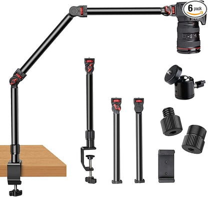 Overhead Camera Mount Desk Stand, 3-Section Flexible Detachable Articulating Arm by DImotliyor