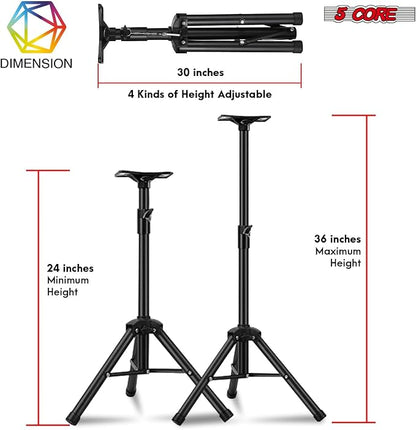 5Core Speaker Stand Tripod Floor Adjustable 24-36 Inch Short DJ Studio Monitor - Image 4