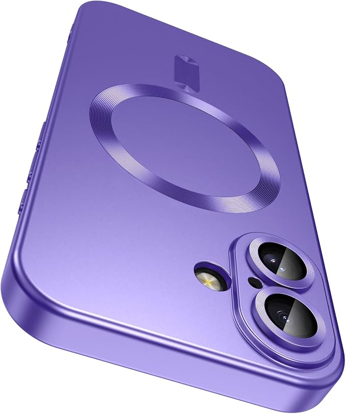 Magnetic for iPhone 16 Plus Case Slim Soft Silicone Bumper Shockproof Metallic by LEKEVO