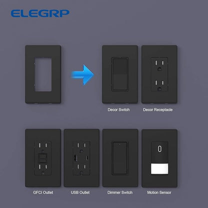 ELEGRP 1-Gang Screwless Decorative Wall Plates, Standard Size Unbreakable - Image 5