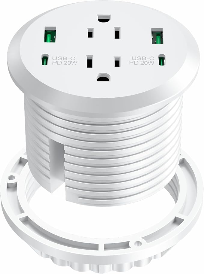 Desktop Power Grommet, 40W Fast Charging Station, 2 AC Outlets, 4 USB Ports by Jgstkcity
